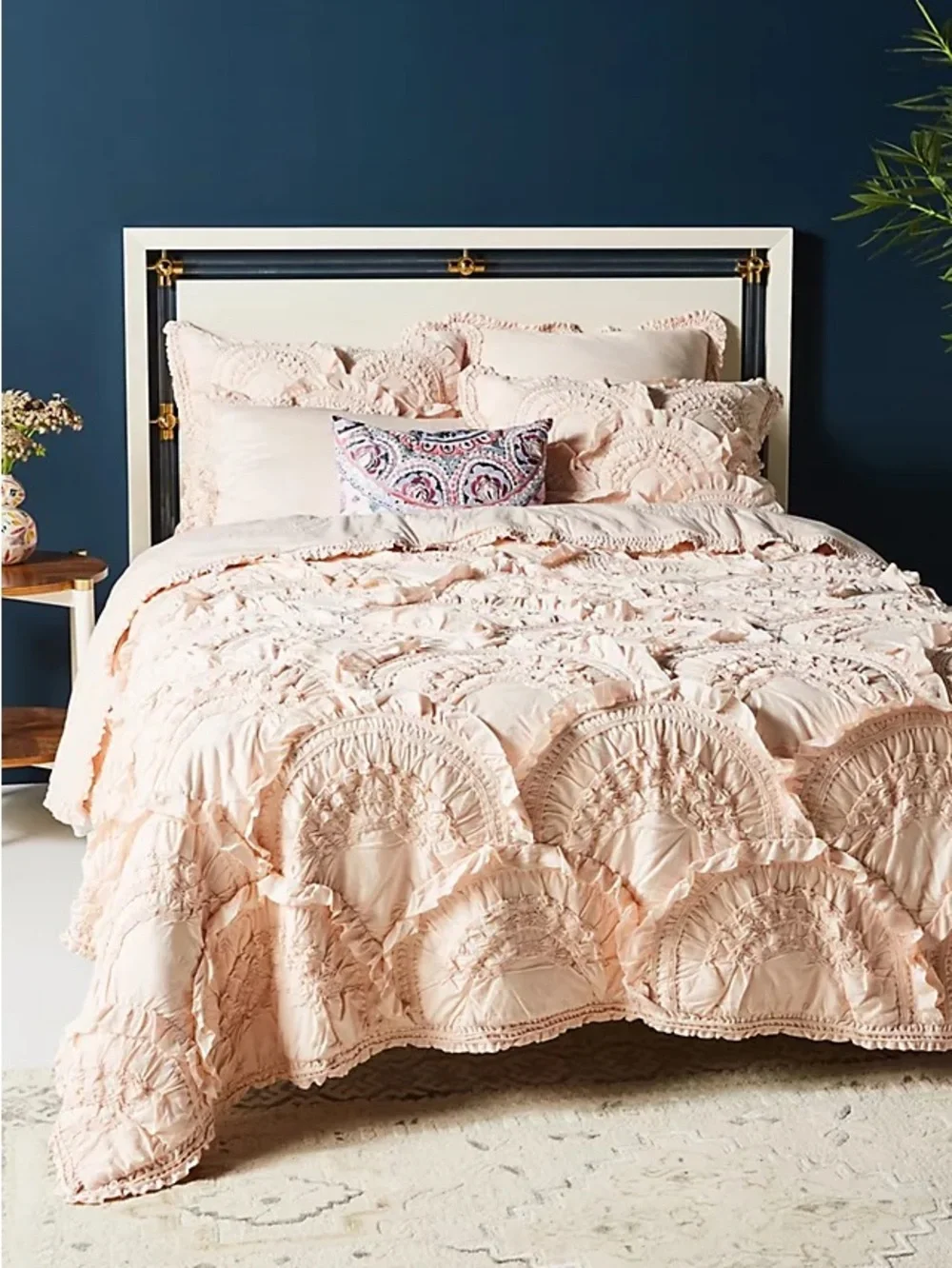anthropologie peach rivulets quilt king and two euro shams